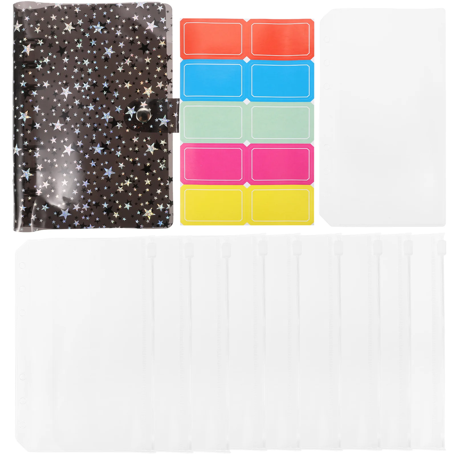 

PVC Stationery Binder Ledger Notebook for Budgeting Black Cash Envelope Money Saving Organizer Storage Receipts Cards Travel