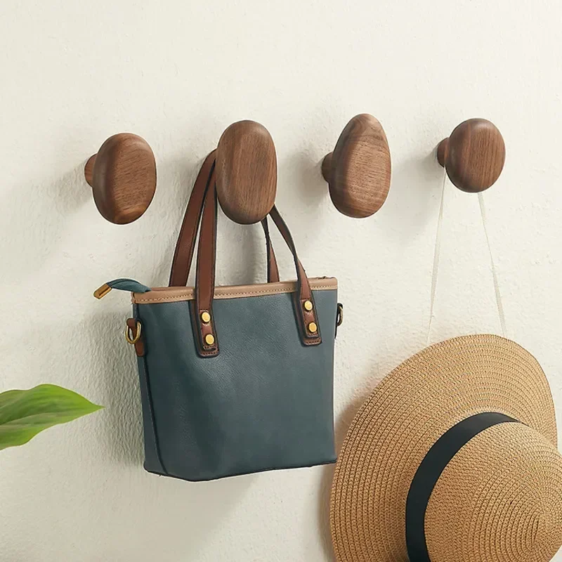 Walnut Decorative Hook Porch Clothes Hangers Creative Holefree Multifunctional Bathroom Hooks Elegant Living Room Accent