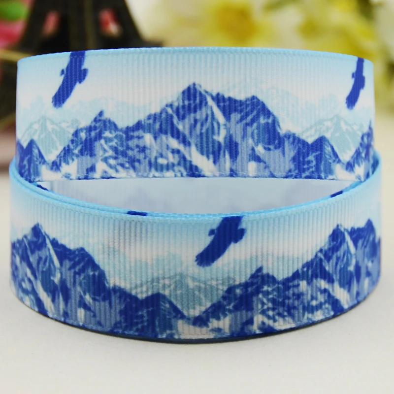 22mm 25mm 38mm 75mm Snow Mountain Cartoon printed Grosgrain Ribbon party decoration 10 Yards