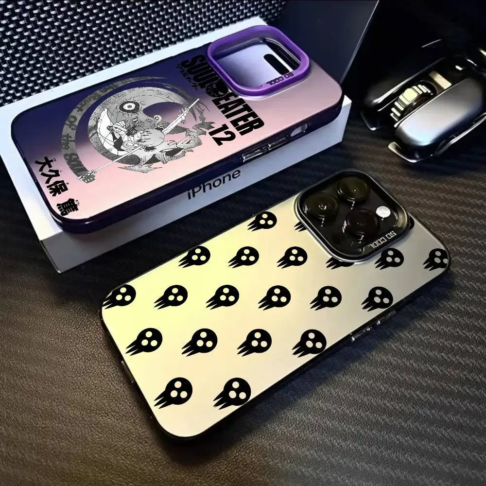 

Fishion S-Soul Eater Anime Cool Phone Case For IPhone 16 15 14 13 12 11 Pro Max Black Matte Multicolor Laser Aurora Funda