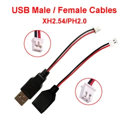 Type A Male Female USB Plug Socket Connector With XH2.54/PH2.0-2P Terminal line Cable 2 core Power USB Socket Type-A DIY Kits