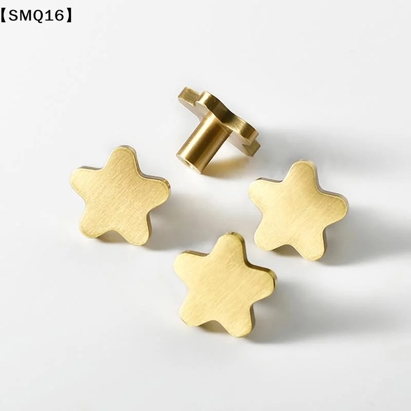Pure Copper Star Shape Cabinet Knobs Children's Room Five Pointed Star Brass Handles Wardrobe Kitchen Pulls Handle【SMQ】
