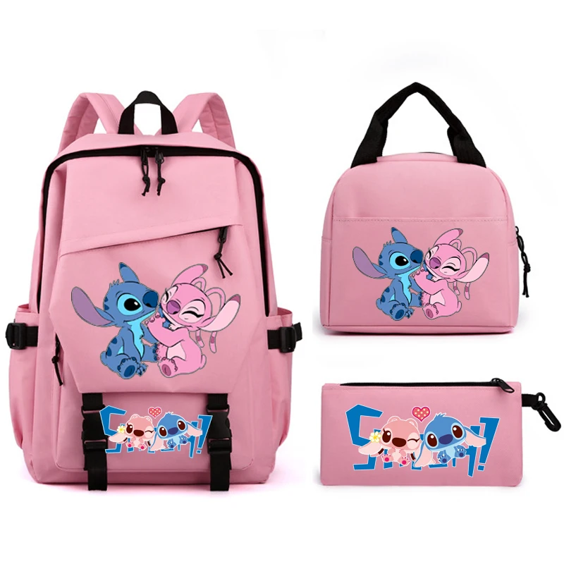3 szt. Plecak Lilo i stich prosty Harajuku dla kobiet męski piękny tornister szkolny o dużej pojemności lekki plecak podróżny na laptopa