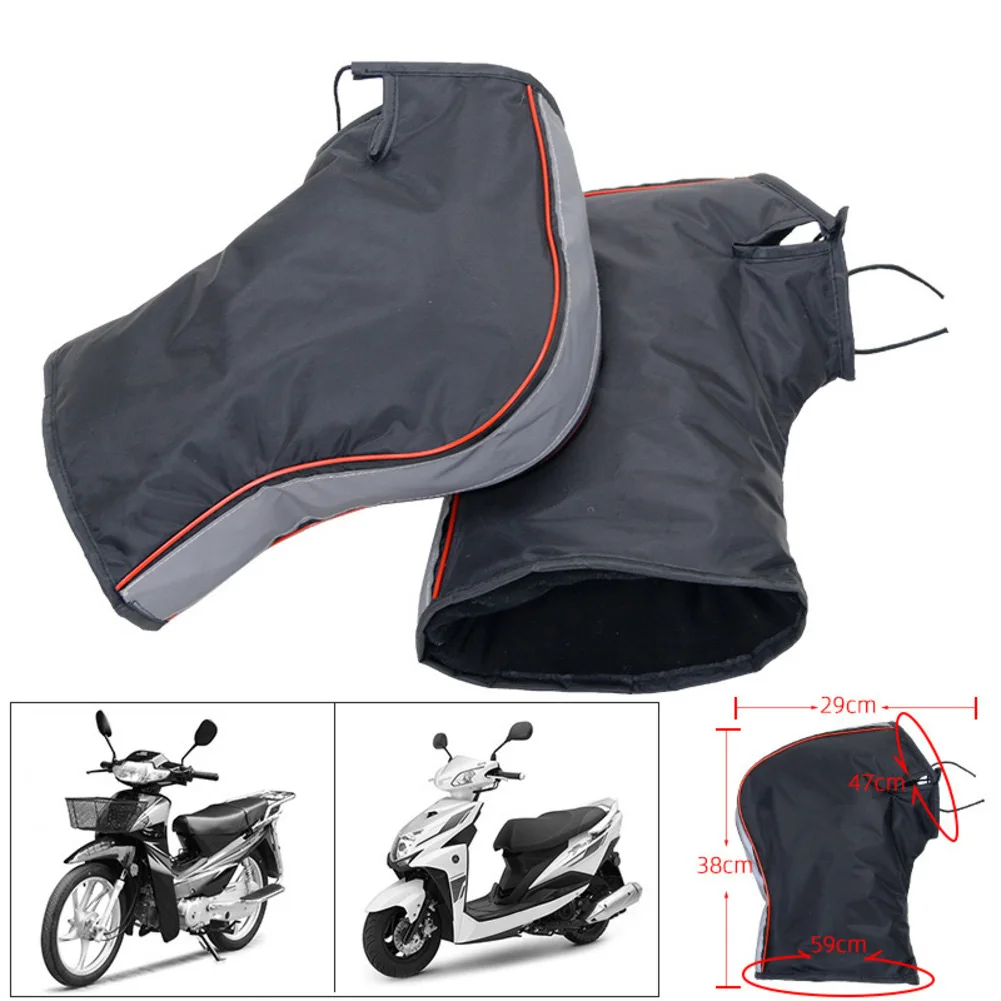 Motorcycle Handlebar Gloves Designed for Winter Use with Waterproof Oxford Fabric and Soft Fleece Cuffs for Warmth