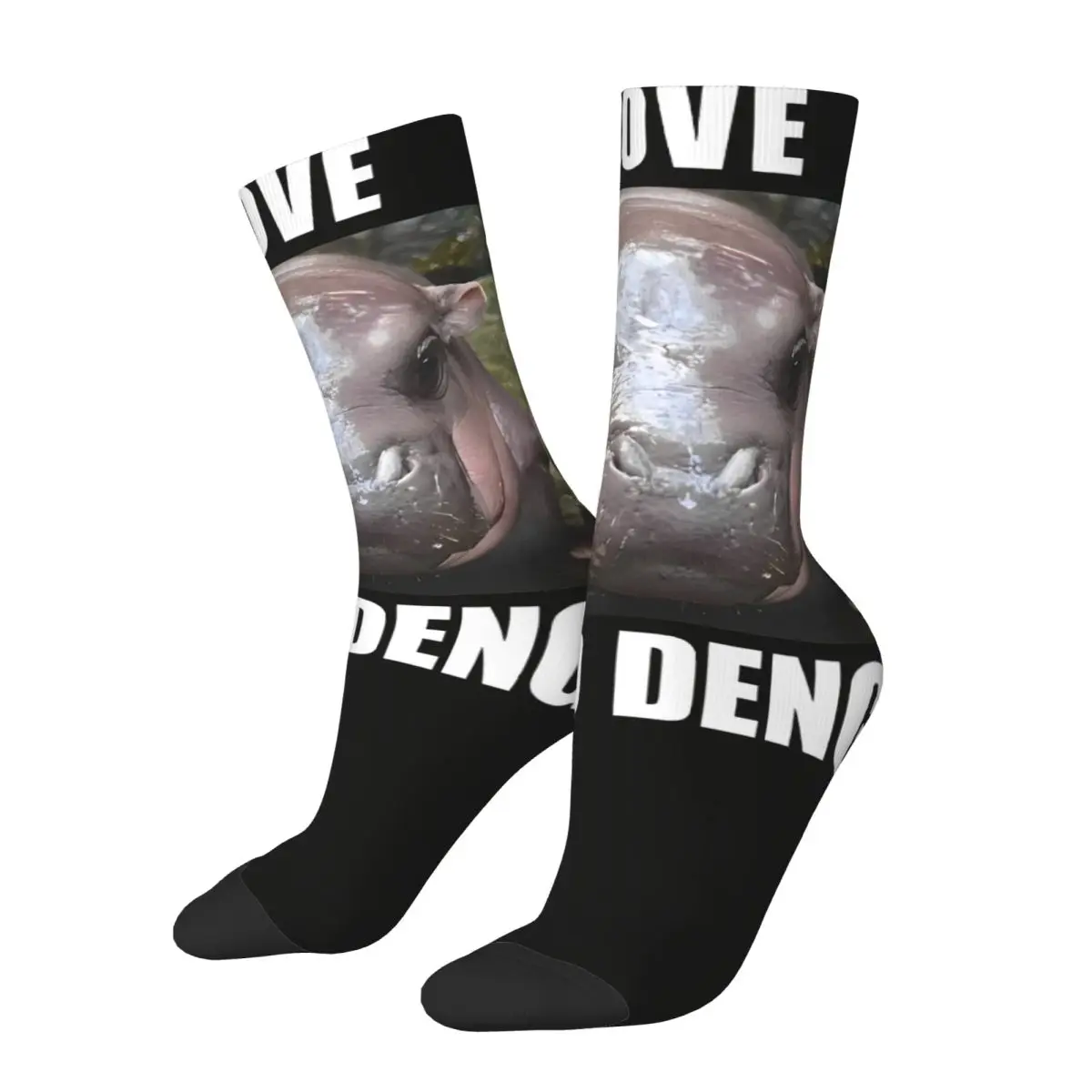 Cute Baby Hippo Moo Deng Bouncy Pig In Thai Hippopotamus Socks Fun Stockings Spring Non-Slip Men Socks Comfortable Climbing Sock