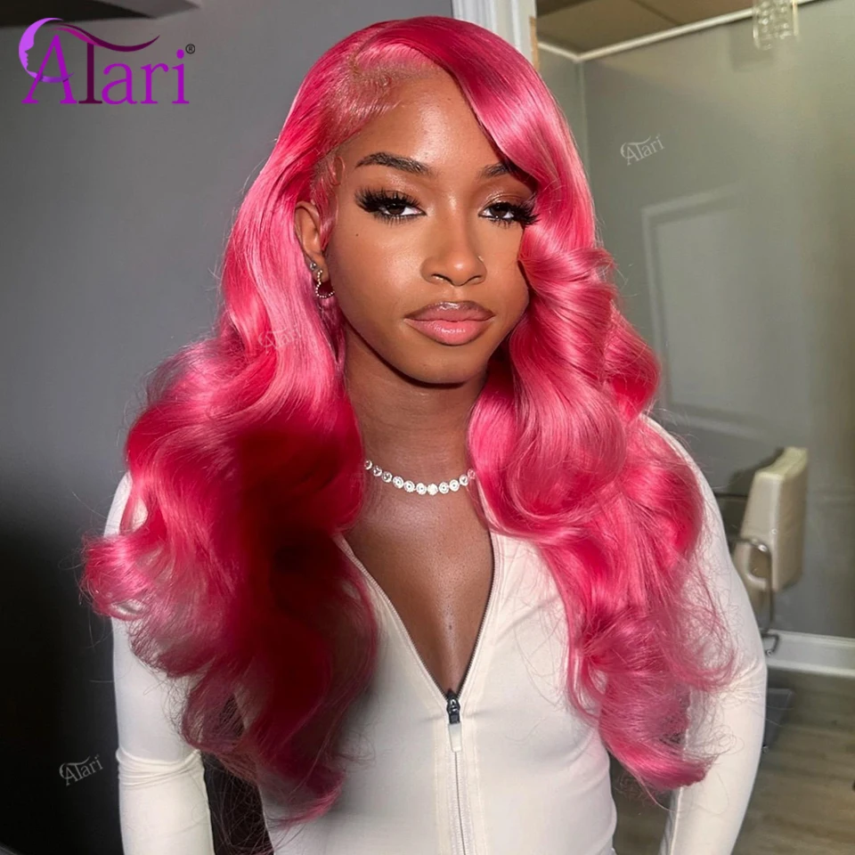 

Water Pink 13x6 13x4 Lace Frontal Human Hair Body Wave Wigs Transparent Colored 613 Babe Pink Remy Hair Wig for Women Pre Pluck