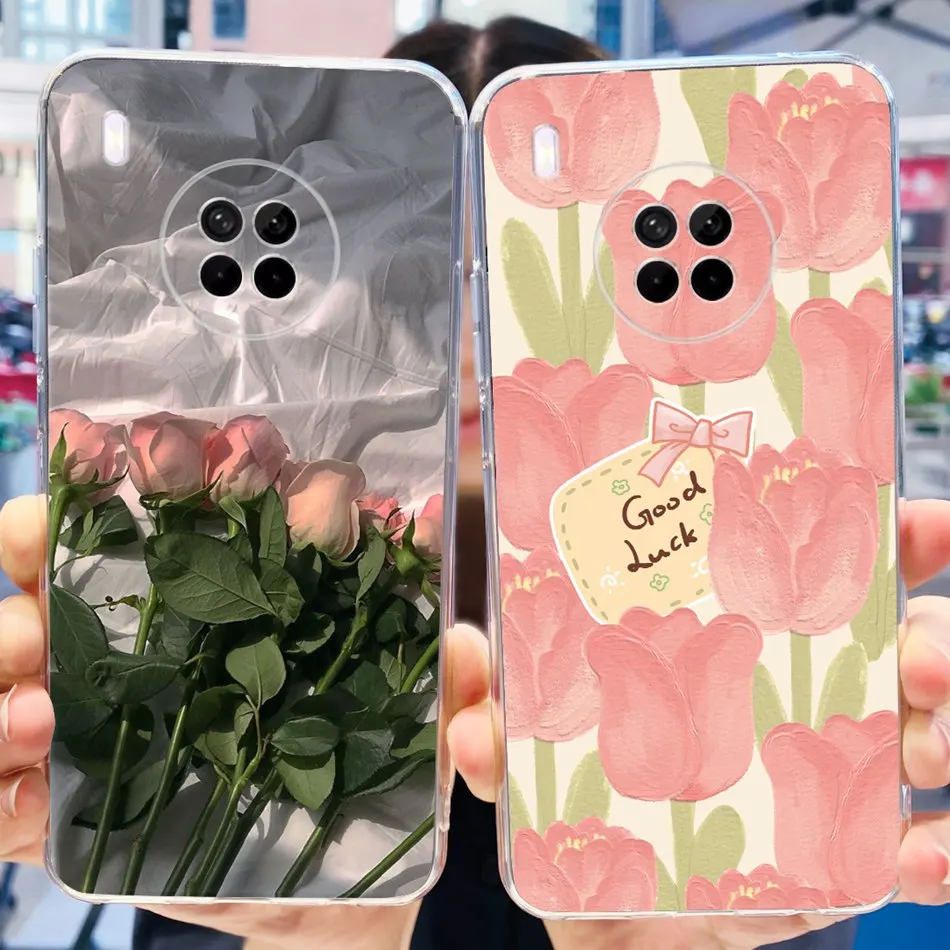 حافظة سيليكون لينة من البولي يورثين الحراري لهاتف هيواوي ، نمط باندا لطيف ، نمط هيواوي y9a زهرة