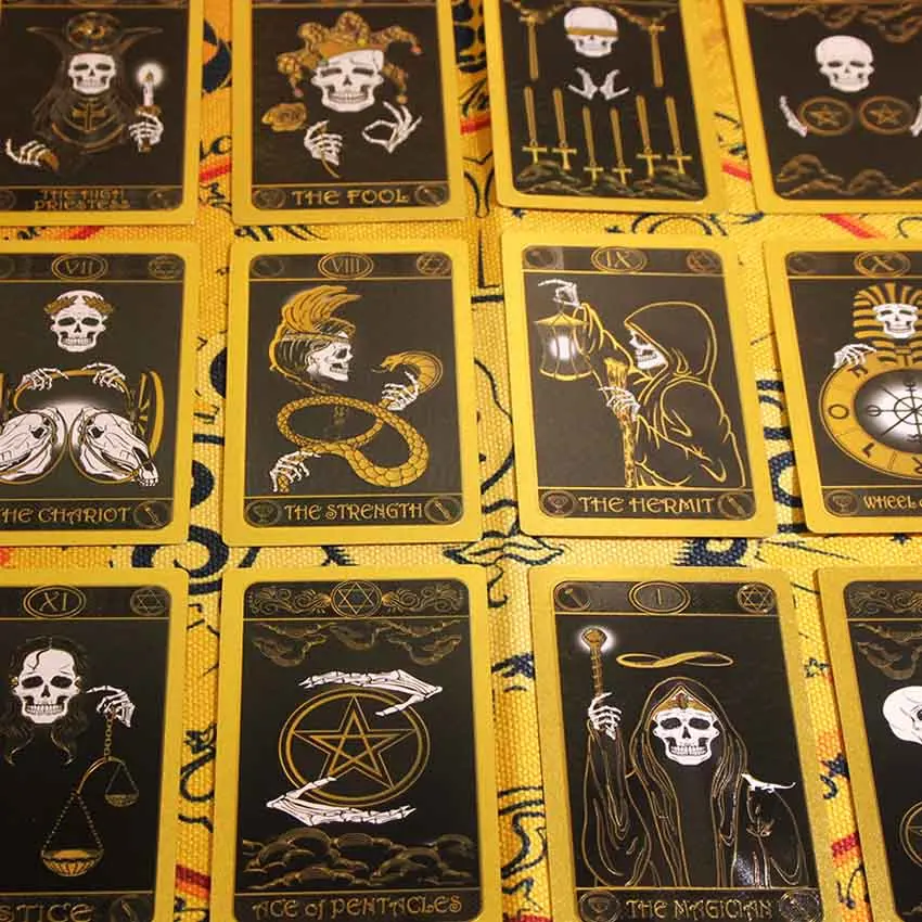 PVC Waterproof 12x7 cm Paper Manual Skull Tarot Card Game