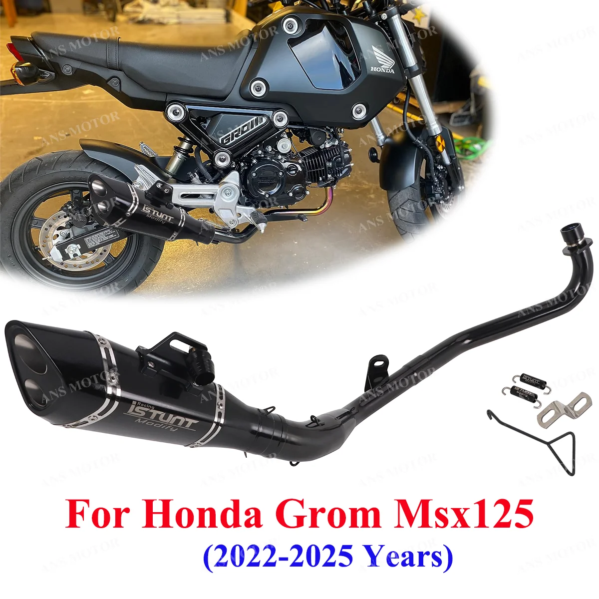 

For Honda Grom Msx125 2013- 2025 Complete Exhaust System Motorcycle Exhaust Slip On Muffler Baffle