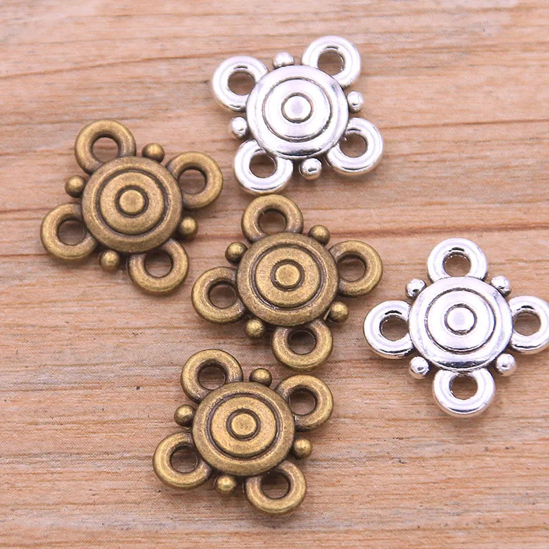 20PCS 16mm Wholesale New Product Two Color Small Flower Charms Plant Porous Connector Jewelry Metal Alloy DIY Marking