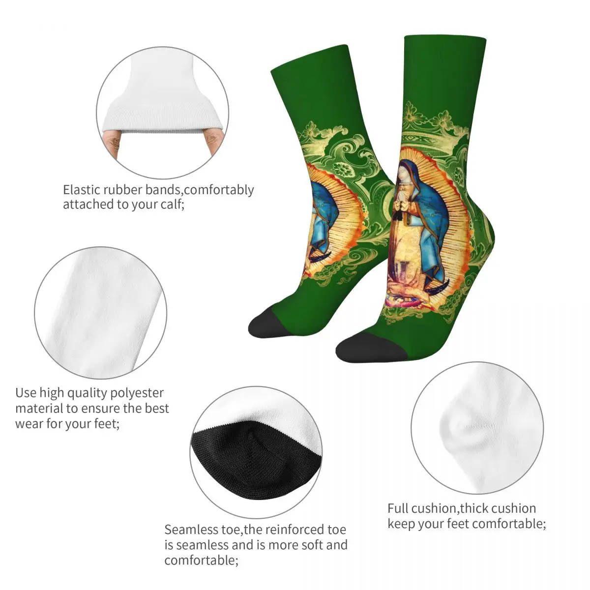 Virgin Mary Mexico Stockings Our Lady of Guadalupe Elegant Socks Autumn Anti Bacterial Socks Ladies Outdoor Comfortable Socks