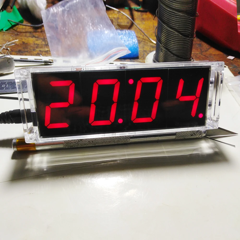 KIT de microcontrolador LED de reloj electrónico, reloj Digital, Control de luz de tiempo, termómetro de temperatura, rojo/azul/Verde/blanco, DIY