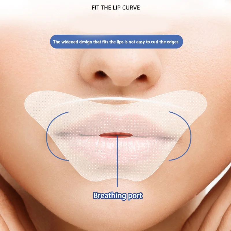 แผ่นแปะปากแบบ microporous ไม่ทอรูปริมฝีปากสำหรับการหายใจตอนกลางคืนและป้องกันการกรนสำหรับผู้ใหญ่และเด็ก10แผ่น/กระเป๋า