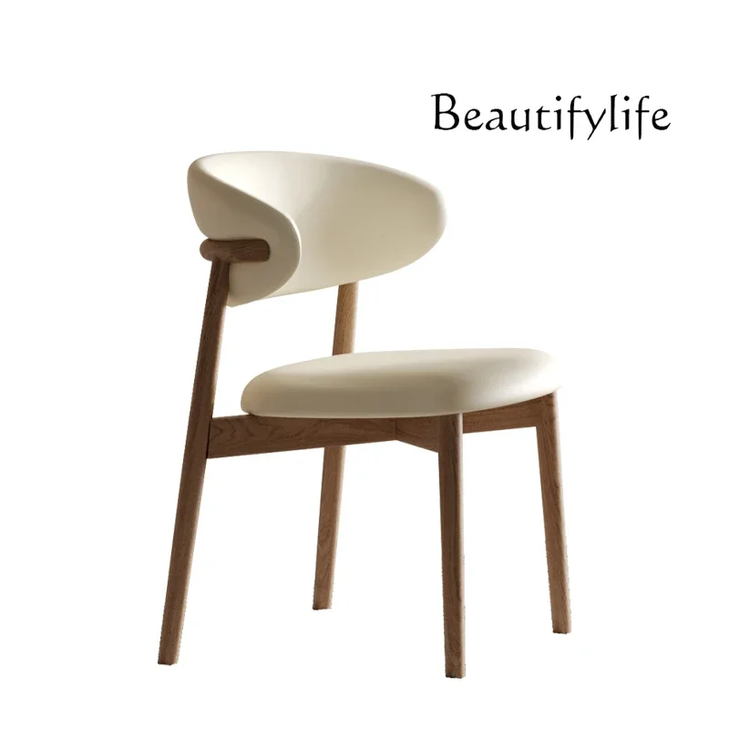 Cream style solid wood dining chair Japanese Nordic home restaurant back chair High-end cafe chair