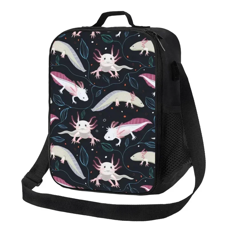 

Cute Exotic Salamander Animal Axolotls Insulated Lunch Bag for Women Thermal Cooler Lunch Tote Office Work School