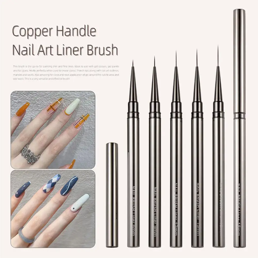 Nail Art Liner Pinsel Metall griff Malerei Acryl UV Zeichnung Stift Kunst Maniküre Nagel Werkzeug Französisch Gel politur 6/9/12/15/18mm s o2w6