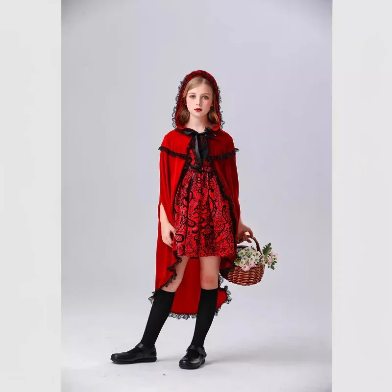 Halloween Cosplay Costumes Children's Festivals Play Gothic Style Character Performance Costumes Little Red Riding Hood Costume