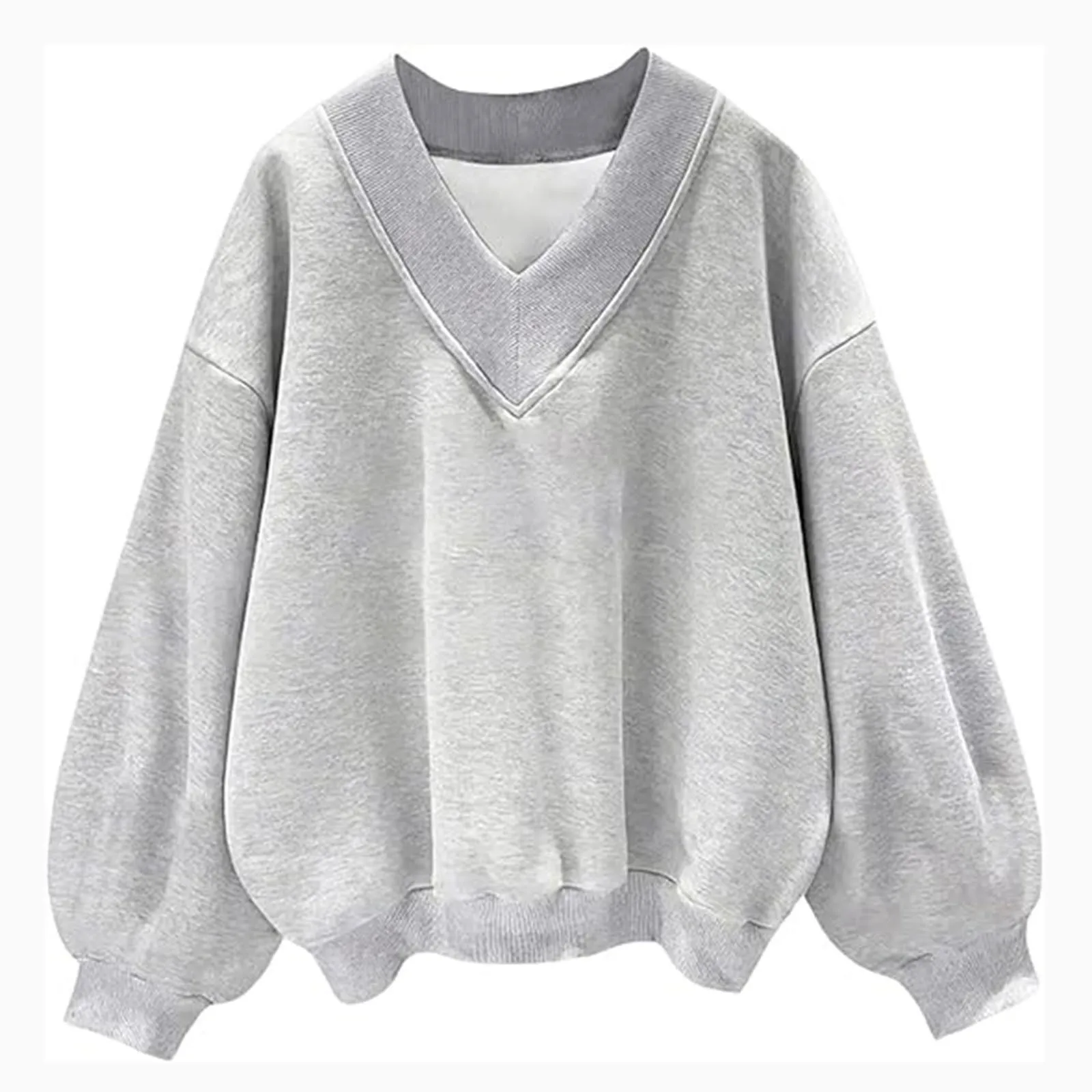 Y2k Oversized Hoodie V-Neck Long Sleeve Loose Hoodies For Women Streetwear Black Gray Korean Style Autumn Sweatshirt