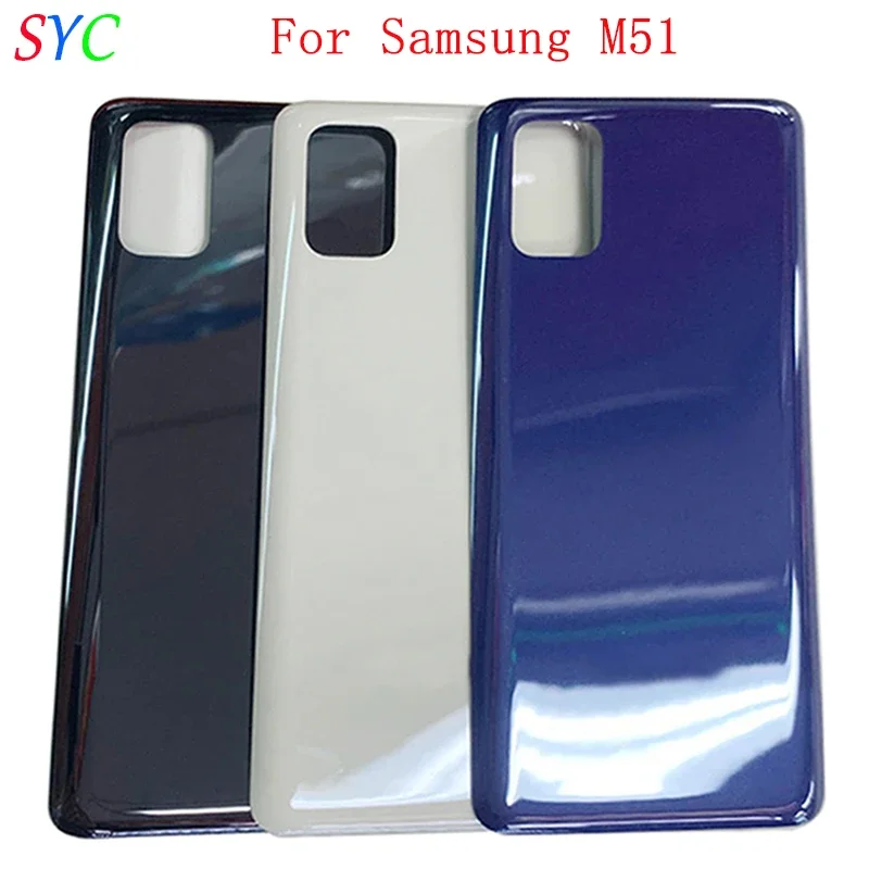 Sarung penutup baterai pintu belakang, pelindung belakang untuk Samsung M51 M515F dengan bagian perbaikan Logo