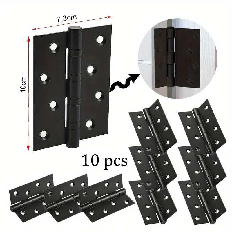 

10pcs Stainless Steel Door Hinges Duty Ball Bearing Door Hinges Square Corners Exterior Interior Gate Swing Security Doors Set