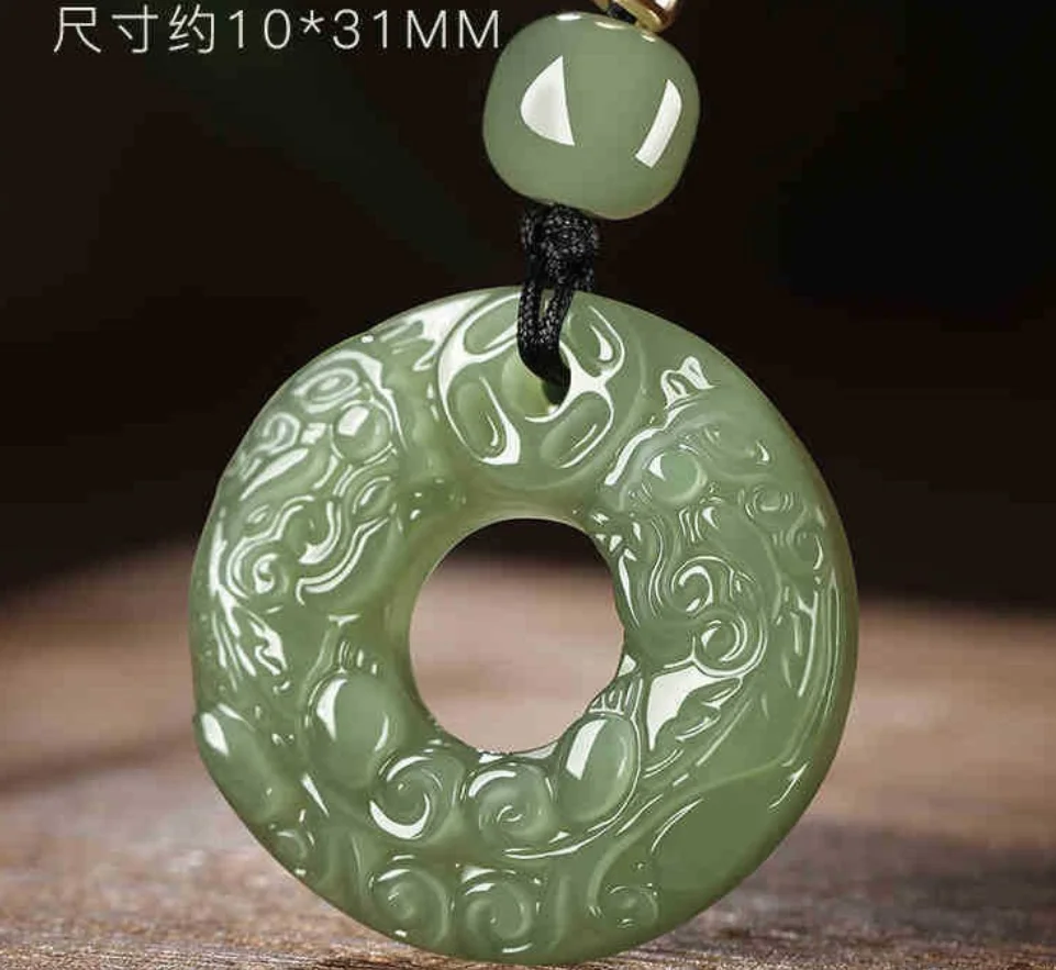 

Ювелирные изделия из натурального нефрита Hetian, двухсторонняя пряжка Pixiu Peace, мужской и женский зеленый нефритовый кулон Пикачу Pixiu из нефрита