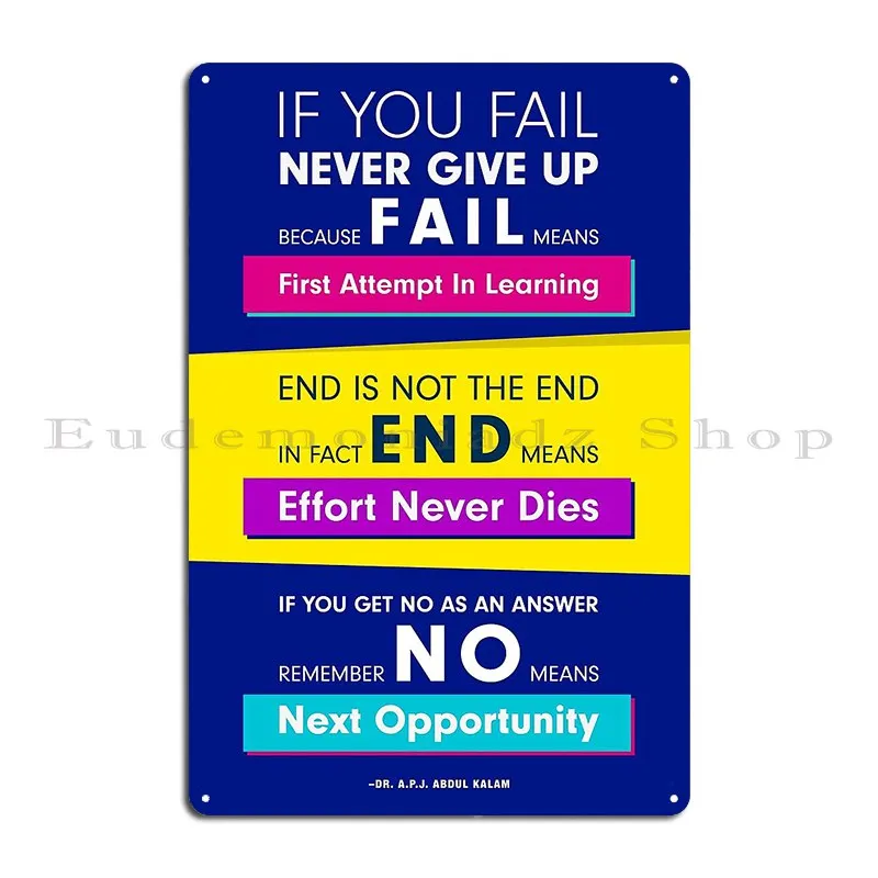 F A I L First Attempt In Learning Metal Sign Club Party Club Bar Designer Wall Plaque Tin Sign Poster