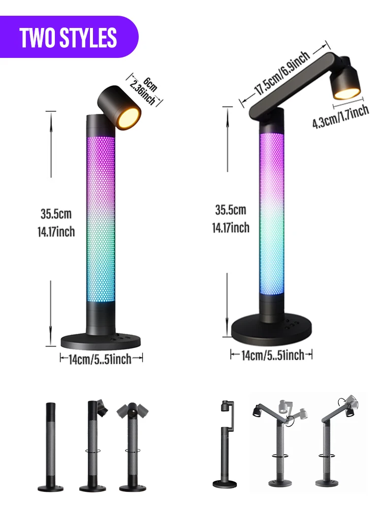 LED Smart WiFi Desk Lamp RGB Desktop Ambient Night Light APP Dimmable Voice Control Desktop Lamp for Reading Bedroom Game Room