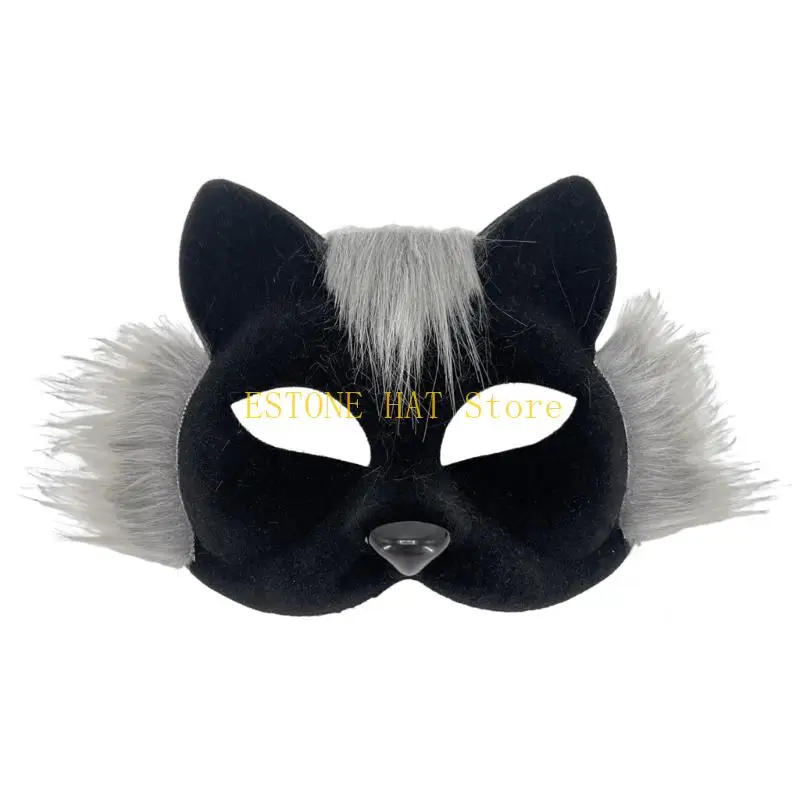 49MF Comfortable Elastic Cats Face Cover Perfect For Halloween And Stage Performances