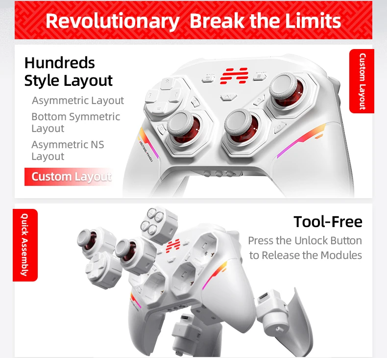 BEITONG PanGu Anpassbarer Modularer Controller Kabelloser Bluetooth-Gamepad Individualisierbarer Gaming-Controller für PC/NS2/Mobilgeräte/Steam – Detail 2