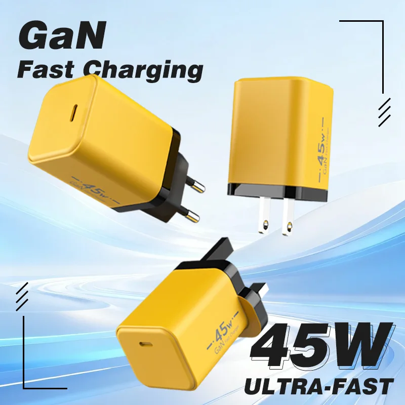 

Зарядное устройство GaN Type-C 45 Вт (ЕС/США) с быстрой зарядкой PD, PPS, QC4.0 для Samsung S25, Xiaomi, Realme, iPhone 17, 16, 15 Pro Max, iPad