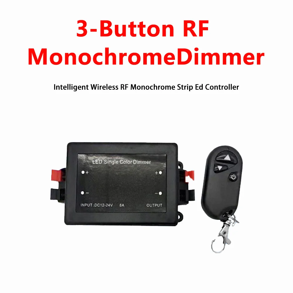 DC5-24V RF Remote Dimmer for Single Color Wireless LED Strip Lights with Remote Control Adjust Brightness Dimmer Light Switch