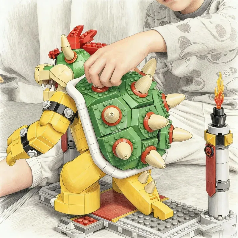 Bouwstenen Kasteel Showdown Super Sterke Bowser Boss 71411 Cool Tyrant Model Bouwstenen Speelgoed Verjaardag Kerstcadeau