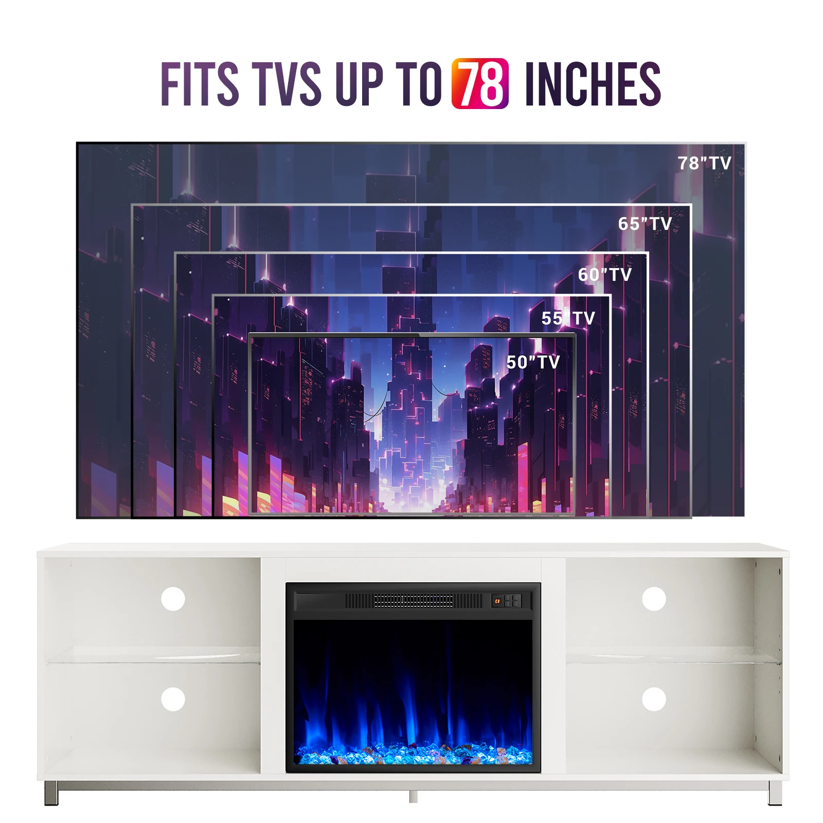 Fireplace TV Stand for TVs up to 70 Inch, 68