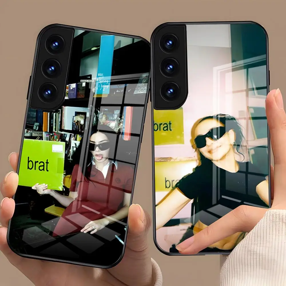 C-Charlis XCX B-BRAT Brat Phone Case For Samsung A57 A37 A33 5G A54 A36 A35 A56 A52 A17 Shockproof Glass Cover