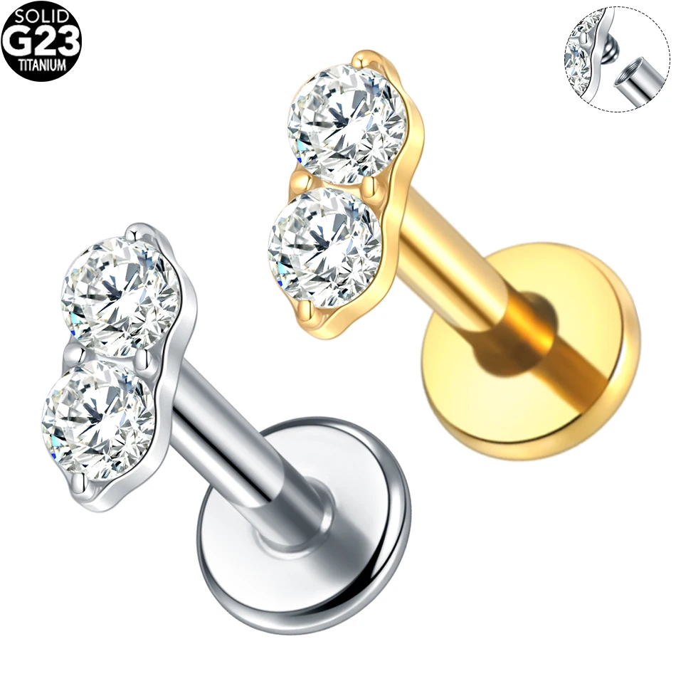 1 stks Titanium Piercing Kruis Bloem Stud Oorbel Intern Schroefdraad Kubieke Zirkoon Tragus Helix Piercing Lichaam Sieraden - afbeelding 1