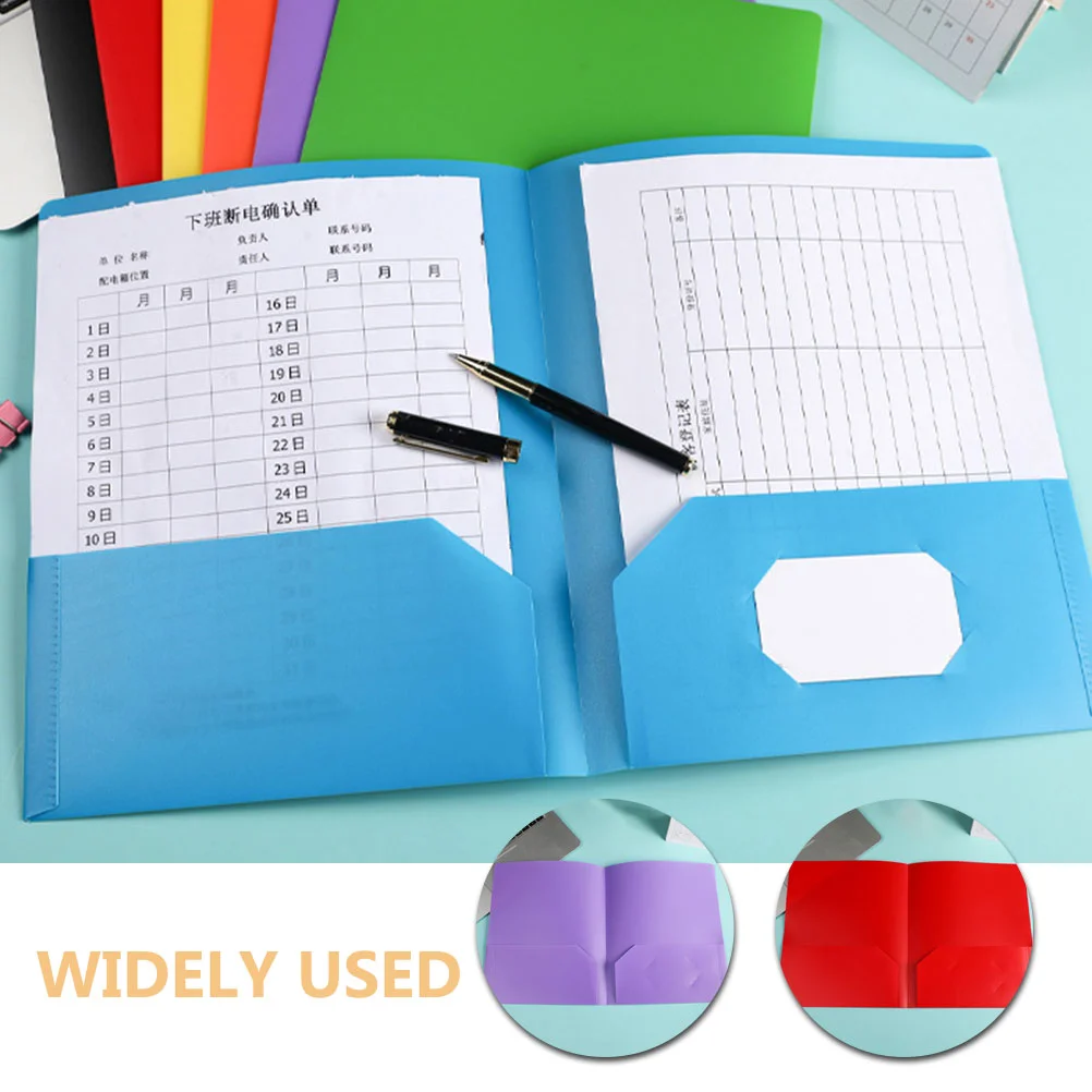 7 Pcs Double Slip Pocket File Folder Plastic Folders with Pockets Pp Heavy Duty Homework Office