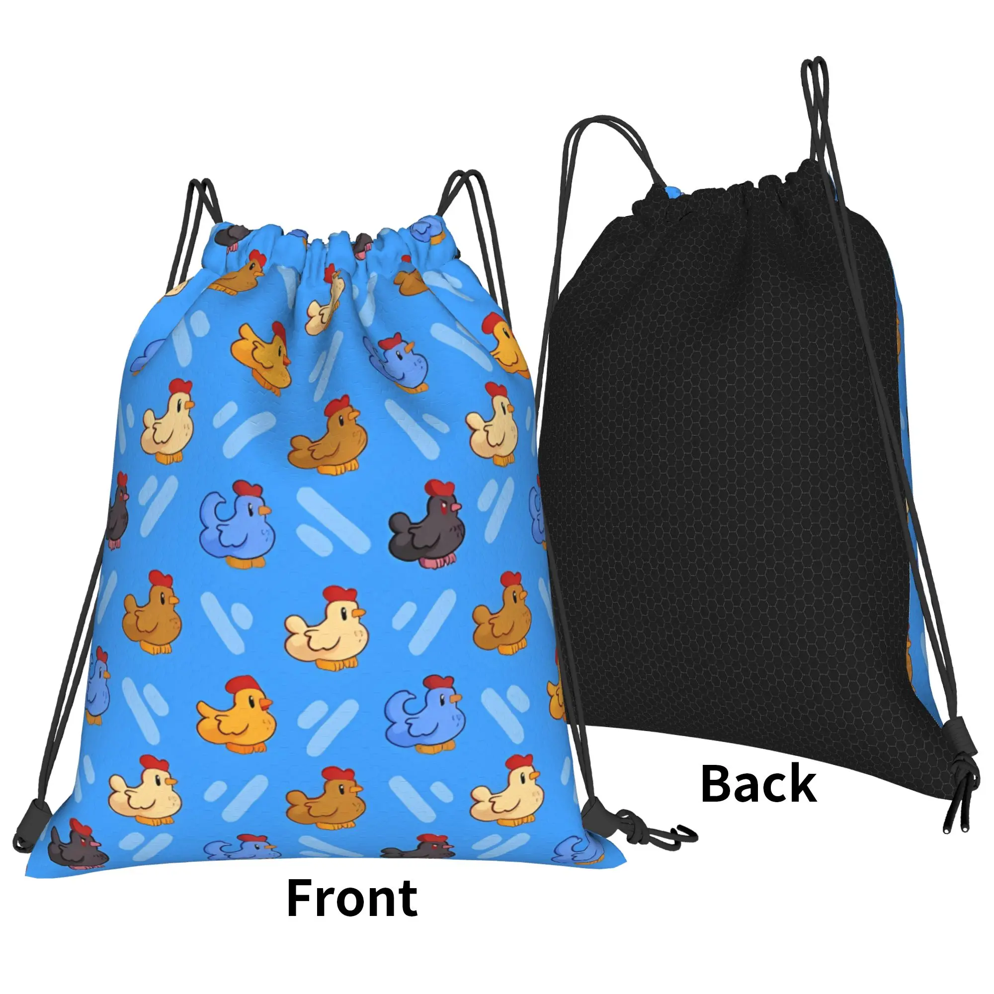 Vintage Stardew Chickens stardew valley Portable Sports Riding Gym Drawstring Storage Backpacks
