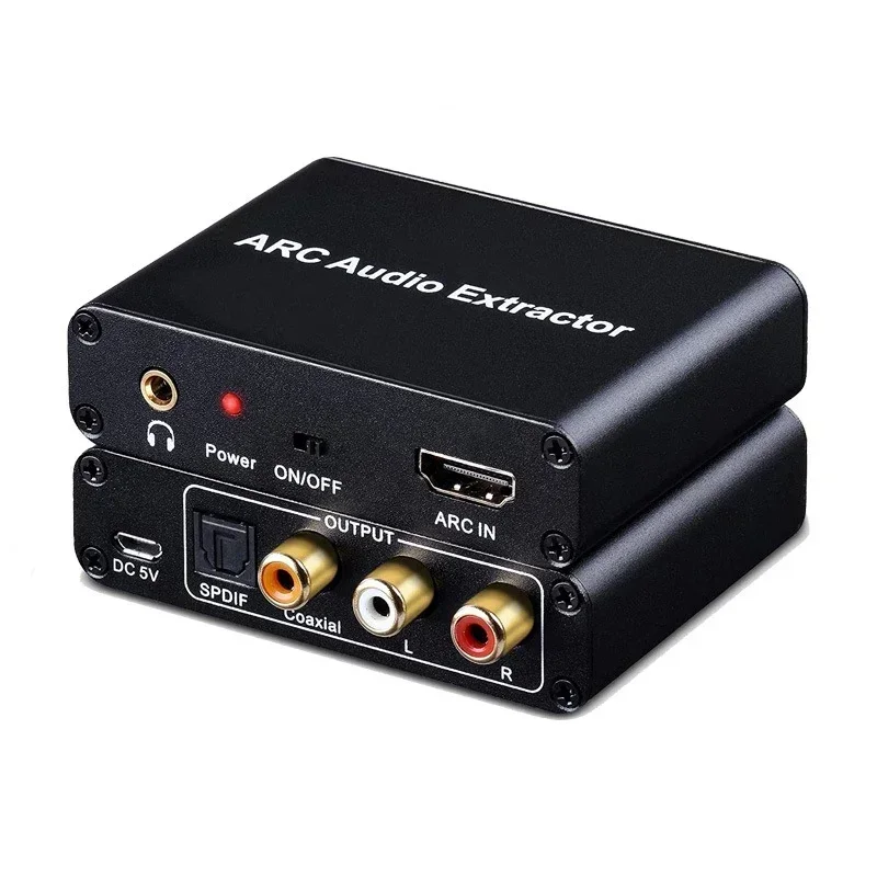 

For Fiber RCA Headphone ARC Audio Extractor to L/R Coaxial SPDIF Jack Return Channel Converter