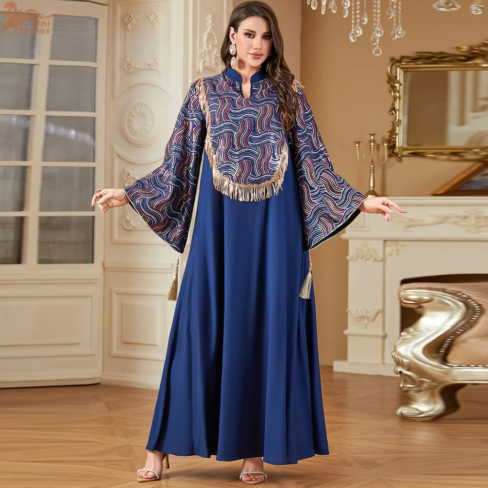 

Uni New Luxury Embroidered Kaftan Dubai Tassel Maxi Abaya Fashion Caftan Marocain Femme
