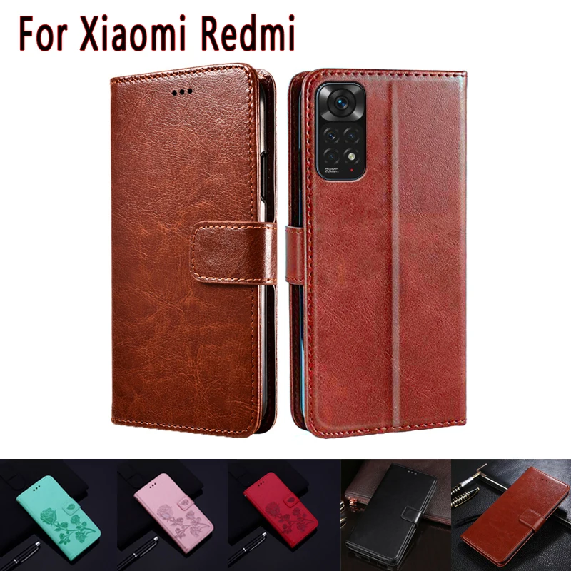 For Xiaomi Redmi Note 11s 11e 10 10s 10t 9 9t 9s 11 10 9 Pro 5G Case Leather Wallet Flip Book For Redmi Note 10 9 11 S E T Cover