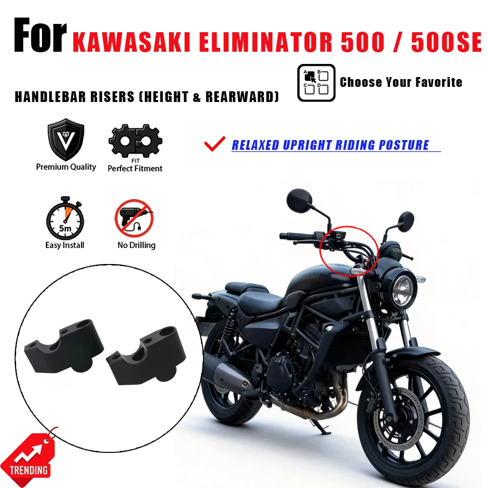 For Kawasaki Eliminator 500 500SE Handlebar Risers Heighten Rearward Accesorios Moto Elevadores Manillar Riser Manubrio Part