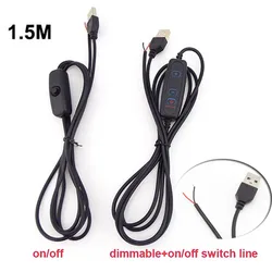 DC 5V LED Dimmer USB Port Power Supply Line Dimming Color-matching Extension Cable With ON OFF Switch Adapter For LED Light Bulb