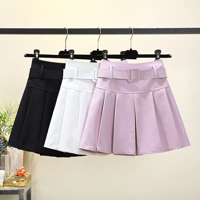 

Korean Style Black Pink White Pleated Skirt Women Fashion Solid Short A-line Skirt JK High Waist Mini Skirts Summer Clothes