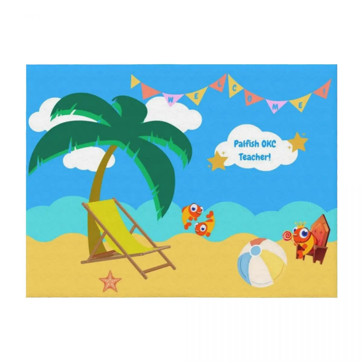

Portable/Travel Friendly Palfish Beach Classroom Background Throw Blanket for sofa Quilt Stuffeds Blankets
