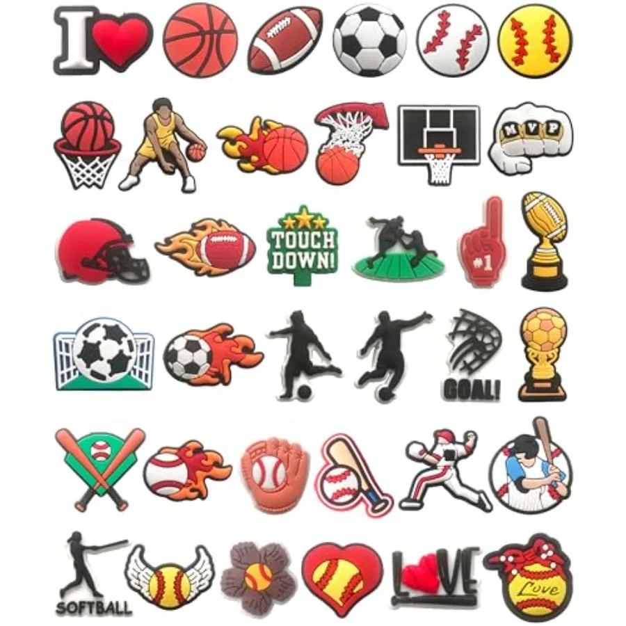 

Спортивные мячи, подвески для обуви для мальчиков, баскетбол, футбол, осень, бейсбол, софтбол, украшения для обуви для браслета, сабо, милые булавки, аксессуар