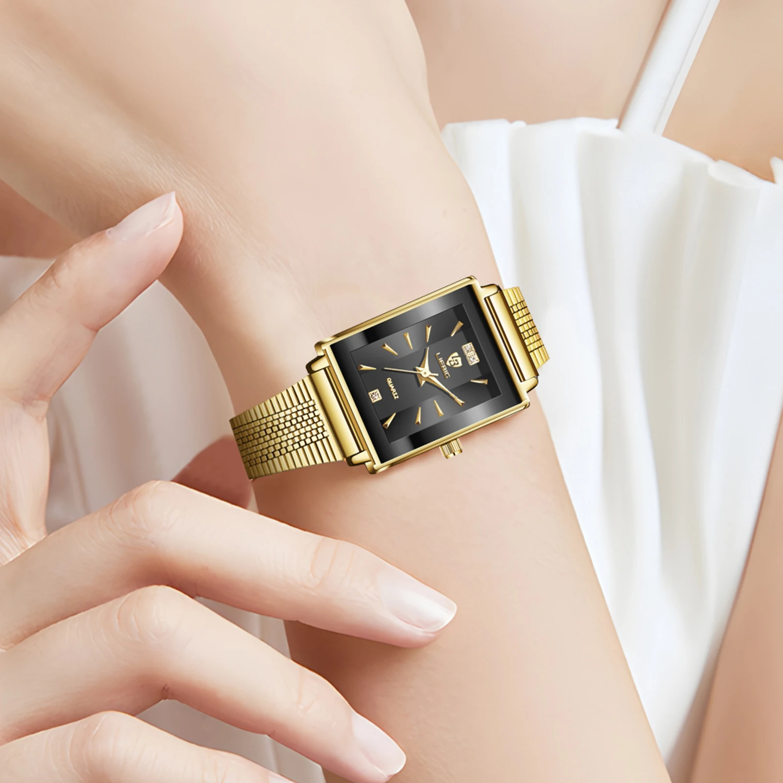 LIEBIG Simple Luxury Quartz Wristwatches Fashion Automatic Women\'s Watches Elegant Stainless Steel Strap Time Watch Reloj Mujer