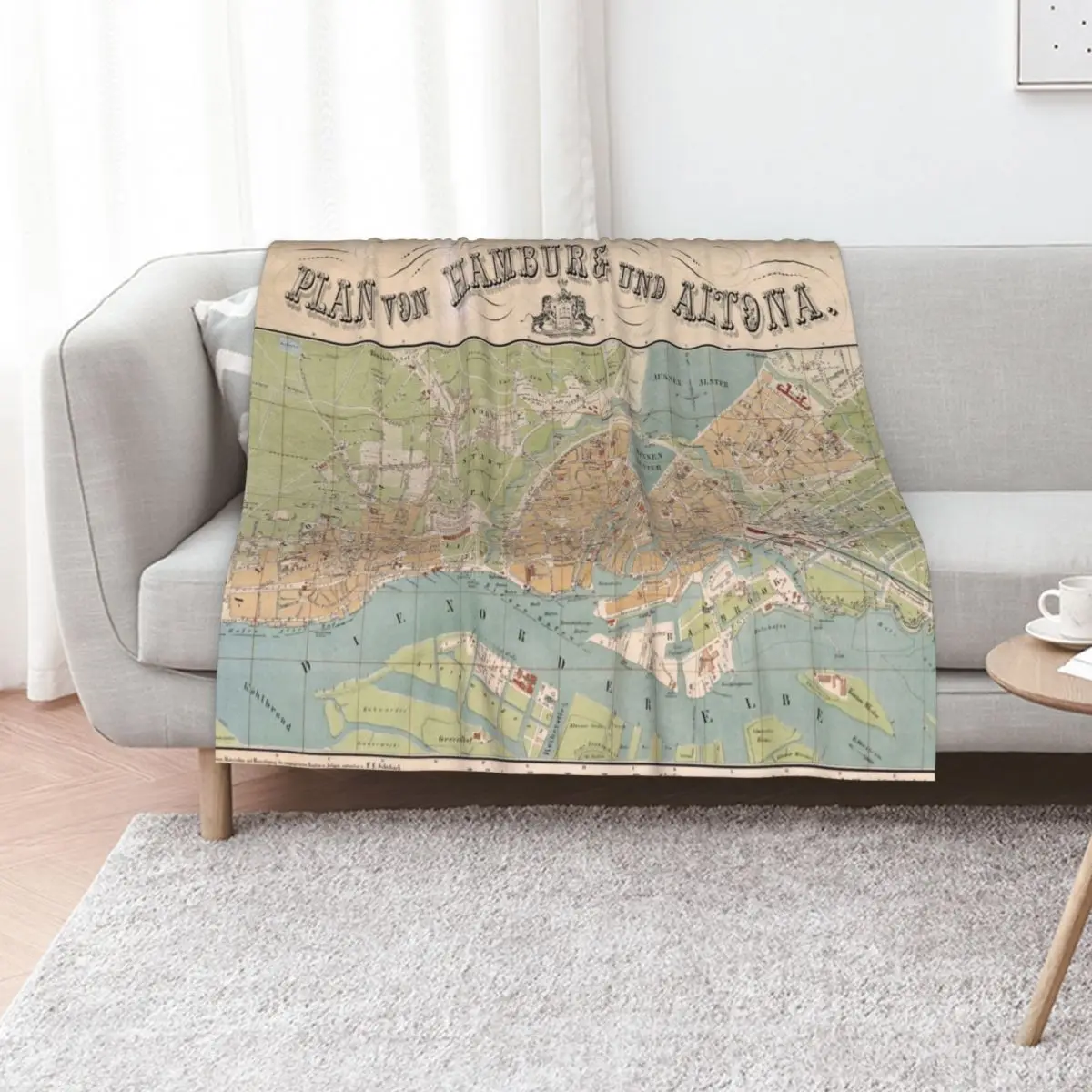 Vintage Hamburg Germany Map (1862) Throw Blanket Flannels Decorative Beds Plush Summer Beddings Large Blankets