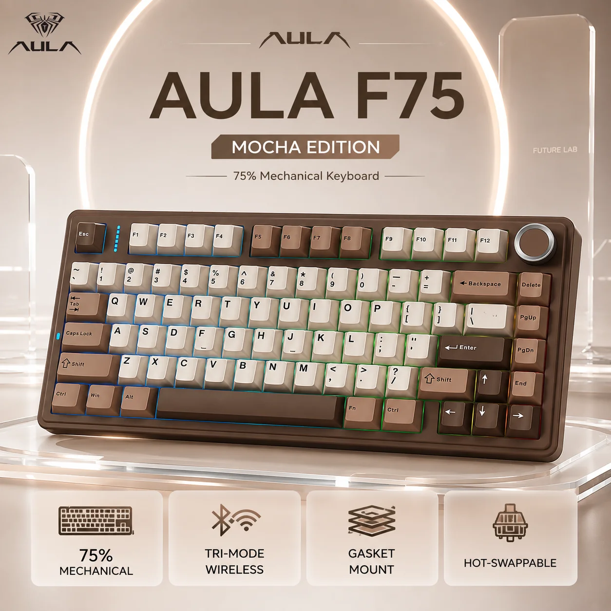 Gaming Keyboard Wireless - AULA F75 Kabellose Mechanische Tastatur Bluetooth