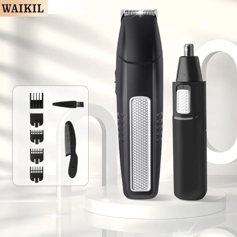 WAIKIL New Multi functional 2-in-1 Barber Set Vintage Battery Classic Oil Head Carving Electric Pusher Nose Hair Trimmer