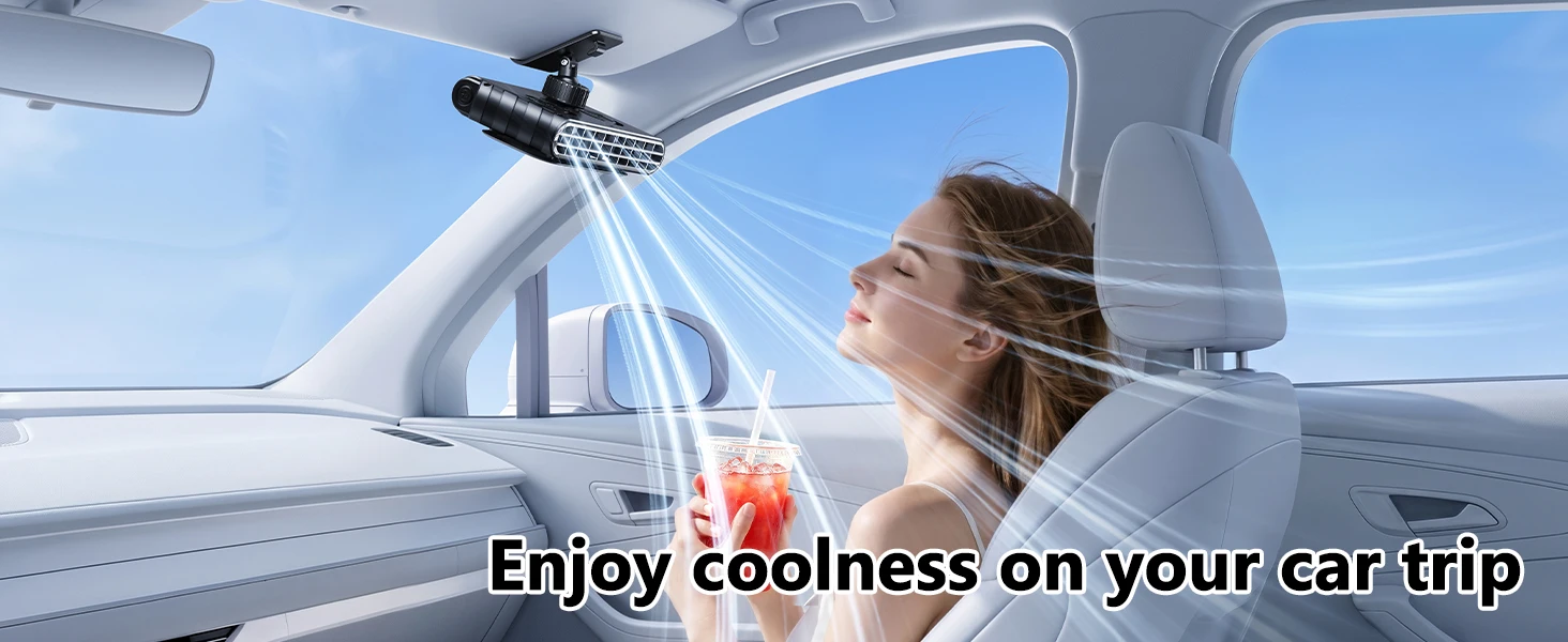 DICMKY Car Clip on Fan for Sun Visor, 3000Mah Rechargeable Battery Powered Usb Fans